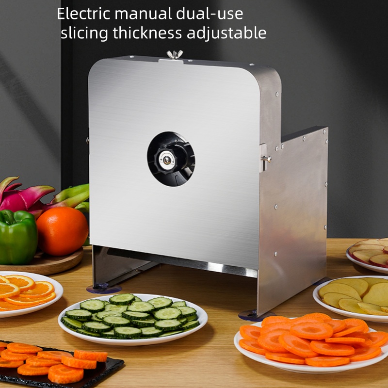 Commercial Potato Peeler Machine - เครื่องหั่นผักและผลไม้เอนกประสงค์แบบไฟฟ้า อัตโนมัติ หั่นมะนาว มันฝรั่ง ใช้งานได้ทั้งแบบธรรมดาและแบบไฟฟ้า