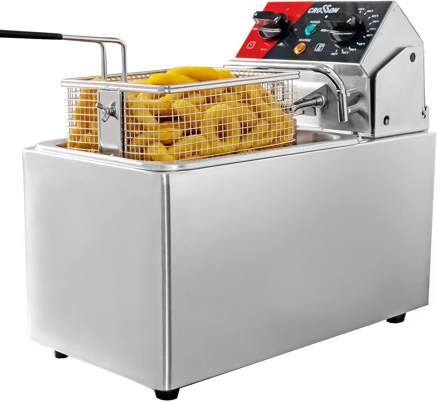 Countertop Deep Fryer With Timer - หม้อทอดไฟฟ้าแบบตั้งโต๊ะขนาด 10 ปอนด์ พร้อมหัวหมุนทำความสะอาดง่าย, ตั้งเวลาได้ 30