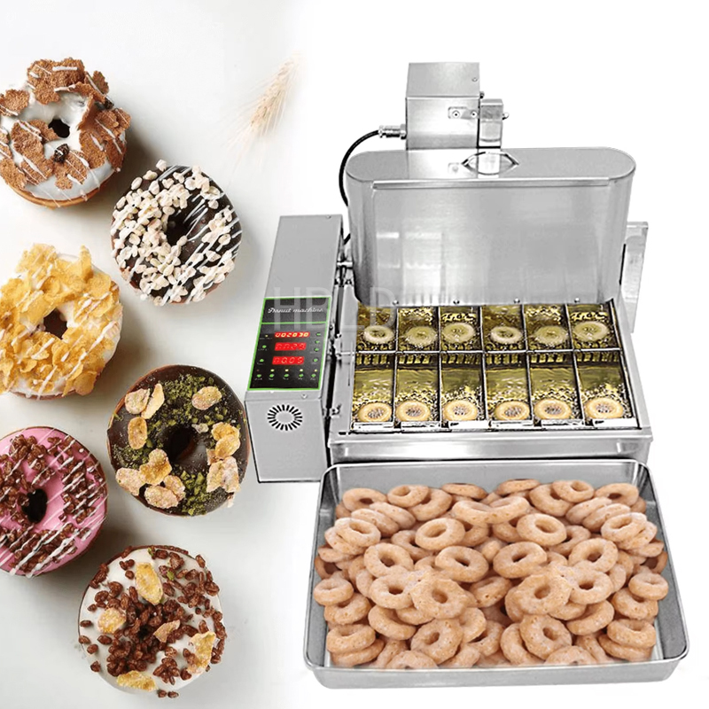 Commercial Donut Fryer Electric - เครื่องทำโดนัทอัตโนมัติแบบไฟฟ้าสำหรับใช้ในเชิงพาณิชย์ ทำจากสแตนเลสสตีล มี 4 แถว สำหรับร้านกาแฟ