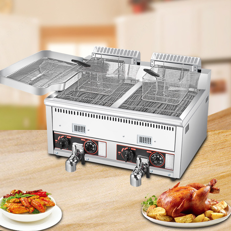 Commercial Gas Deep Fryer Propane - เครื่องทอดแบบใช้แก๊ส 12 ลิตร + 12 ลิตร