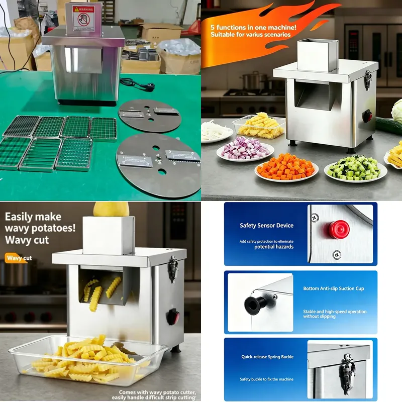 Commercial French Fry Cutter - เครื่องหั่นผักอเนกประสงค์เชิงพาณิชย์ 2026 300 กก./ชม. เครื่องหั่นมันฝรั่งแบบหยัก เครื่องตัดเฟรนช์ฟรายส์ไฟฟ้า