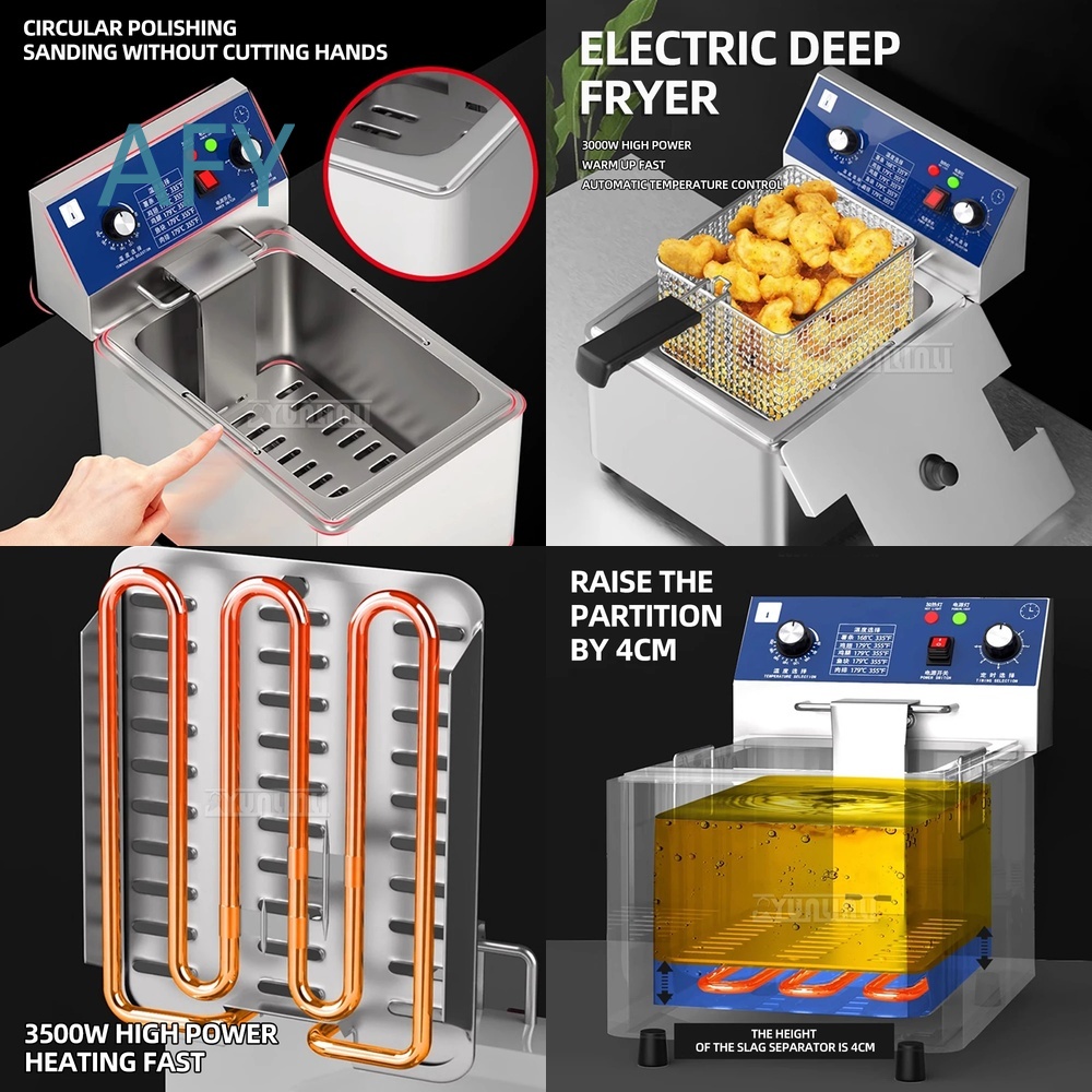 Electric Fryer Commercial 20L - เครื่องทอดไฟฟ้าแบบสองถัง 20 ลิตร สำหรับใช้ในครัวเรือนและเชิงพาณิชย์ ควบคุมอุณหภูมิอัตโนมัติ เครื่องทอดมันฝรั่งทอด