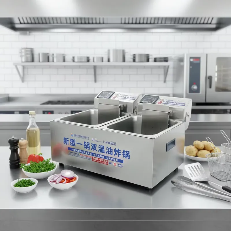 Commercial Deep Fryer Double Tank 12L - หม้อทอดไฟฟ้าเชิงพาณิชย์คุณภาพสูงรุ่นใหม่ปี 2026 ขนาด 12 ลิตร แบบสองถัง