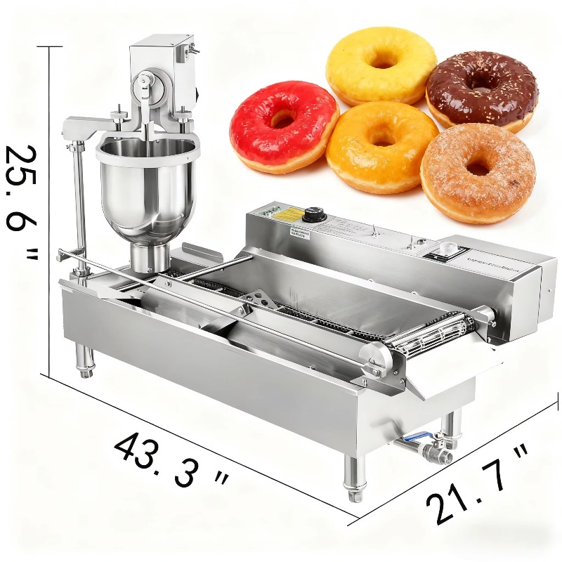 Commercial Donut Fryer Electric - เครื่องทอดโดนัทอัตโนมัติแบบสองแถว รุ่นปรับแต่งได้ สำหรับใช้ในเชิงพาณิชย์ ใช้ไฟฟ้า ขนาดเล็ก สำหรับถั่ว