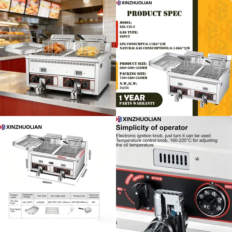 Commercial Deep Fryer Double Tank 12L - เครื่องทอดแบบสองถัง ขนาด 12 ลิตร + 12