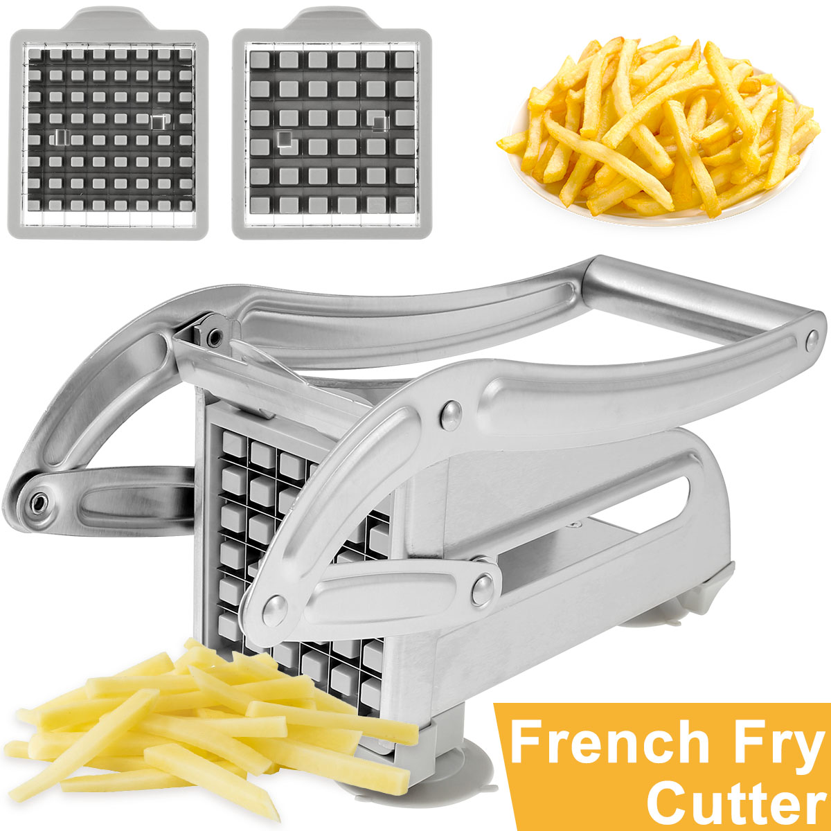 Commercial French Fry Cutter - เครื่องตัดทอดฝรั่งเศสสแตนเลสและเครื่องตัดมันฝรั่งพลาสติกคู่มือผักมันฝรั่งทอด Maker French Fries เครื่องตัดเครื่องมือห้องครัว