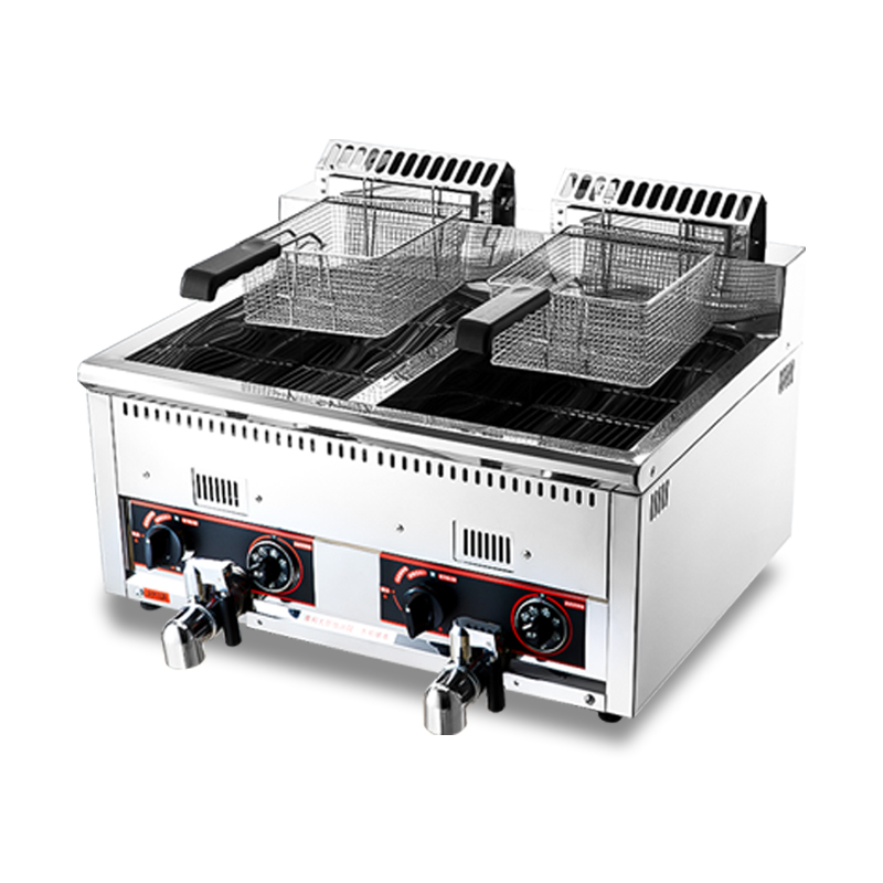 Commercial Gas Deep Fryer Propane - เครื่องทอดแบบมืออาชีพสำหรับครัว แบบถังคู่ ใช้แก๊ส สำหรับร้านอาหาร ขนาด 2x12