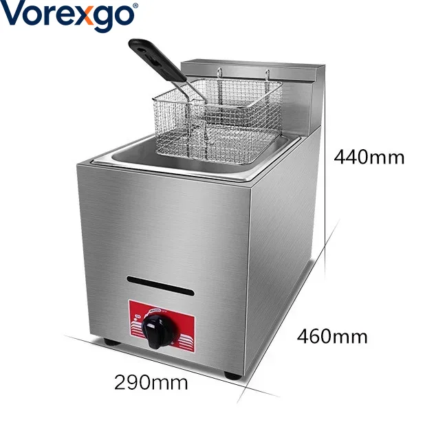 Commercial Gas Deep Fryer Propane - เครื่องทอดแก๊ส LPG สำหรับใช้ในเชิงพาณิชย์ พร้อมตะกร้าขนาด 8 ลิตร