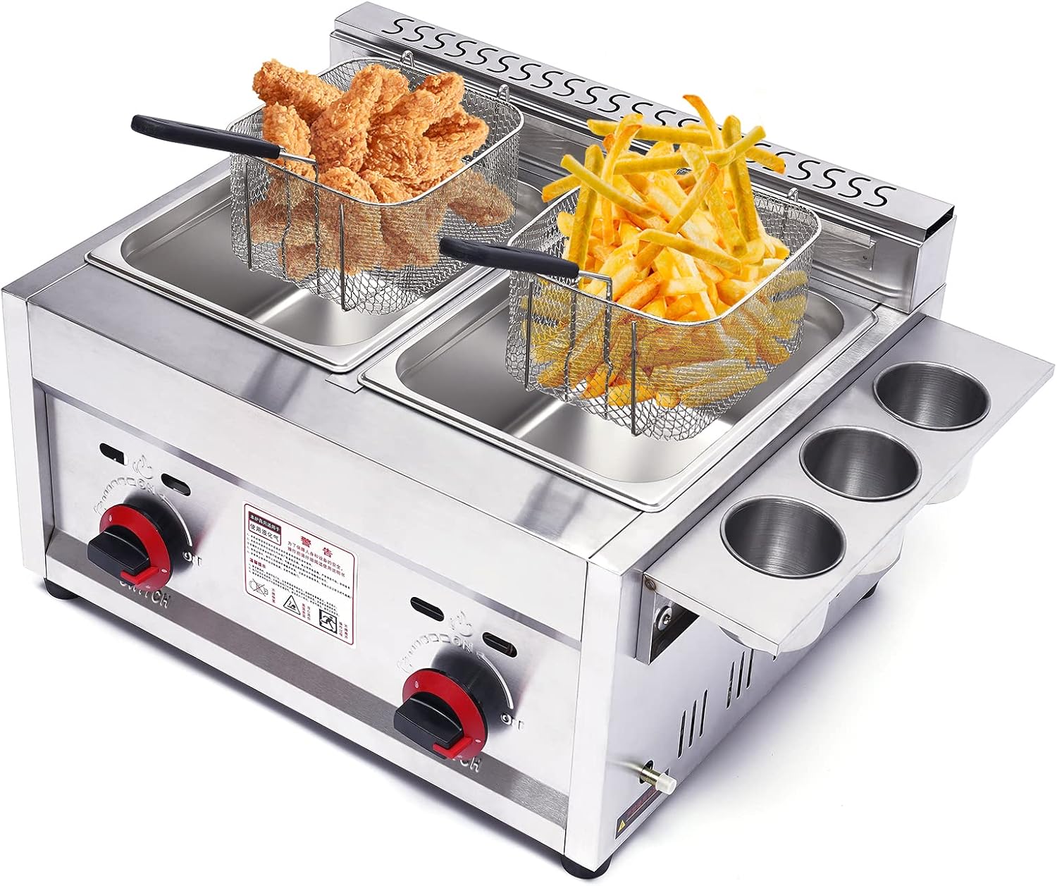 เครื่องทอดแก๊สเชิงพาณิชย์ ขนาด - Commercial Deep Fryer Double Tank 12L บทวิจารณ์และราคา