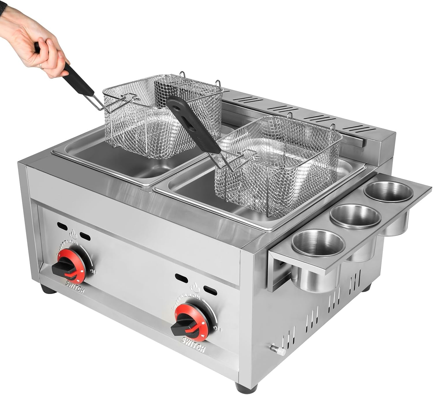 เครื่องทอดแก๊สเชิงพาณิชย์ ขนาด - Commercial Deep Fryer Double Tank 12L บทวิจารณ์และราคา