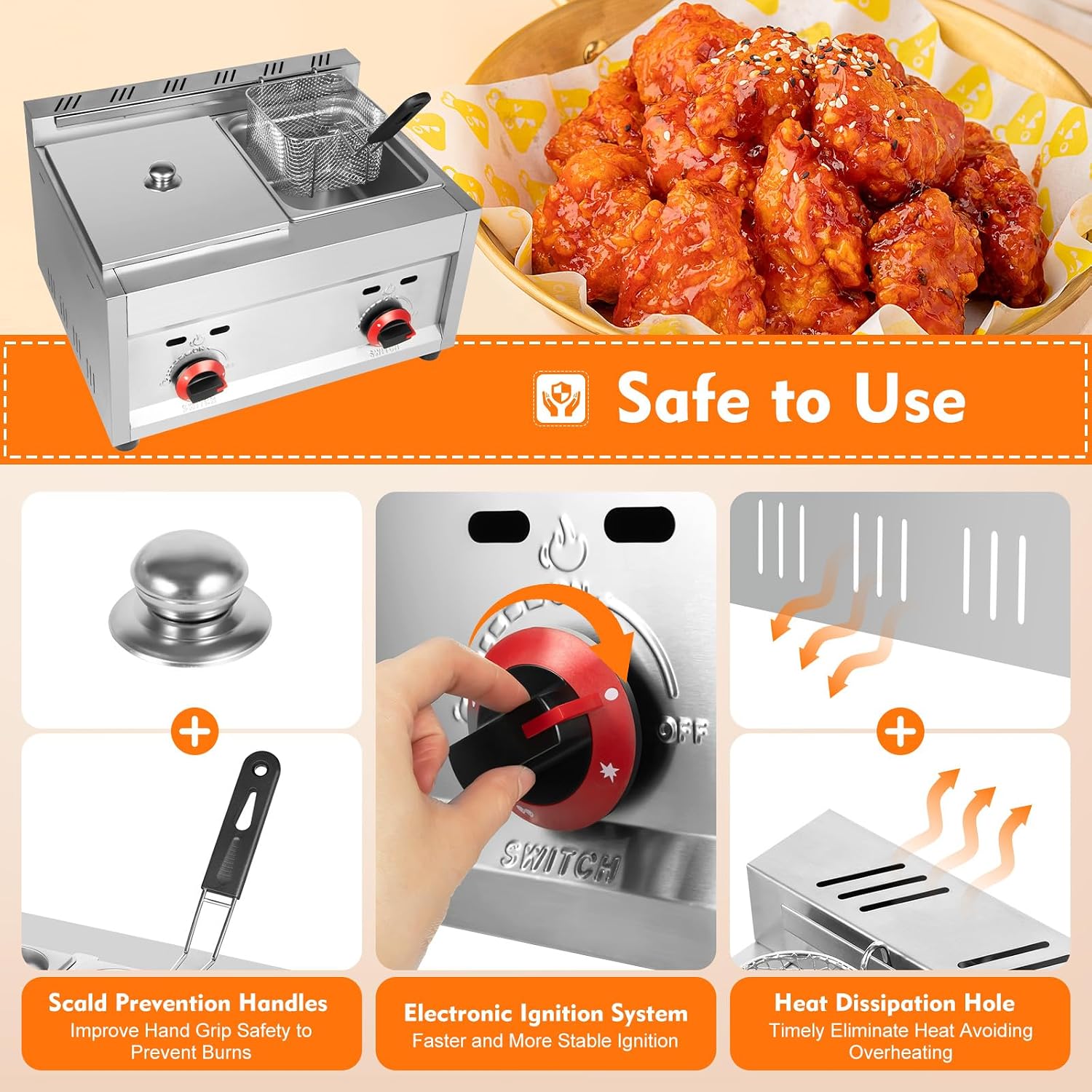 เครื่องทอดแก๊สเชิงพาณิชย์ ขนาด - Commercial Deep Fryer Double Tank 12L บทวิจารณ์และราคา