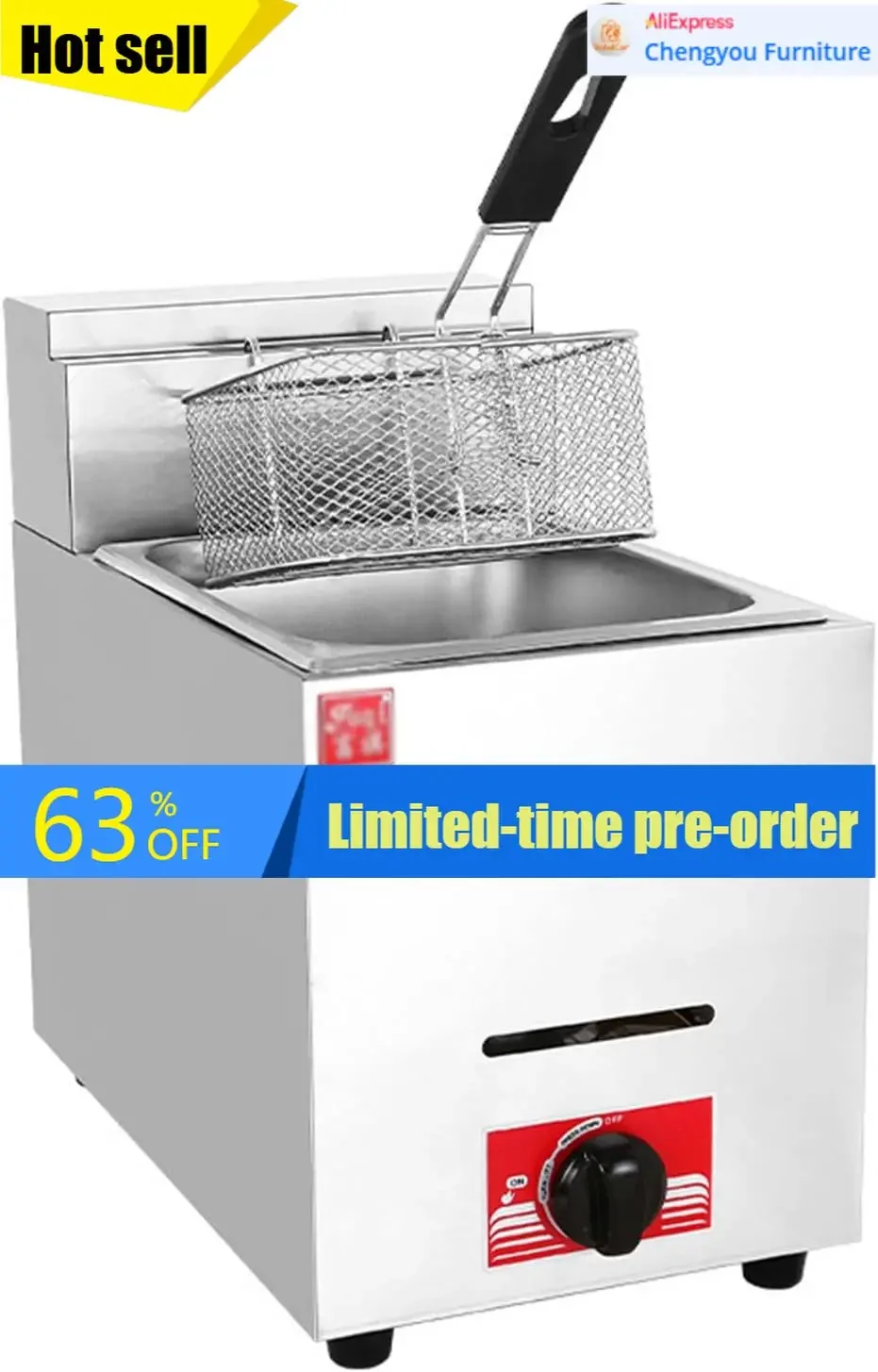เตาทอดแก๊สเชิงพาณิชย์แบบตั้งโต - Commercial Gas Deep Fryer Propane บทวิจารณ์และราคา
