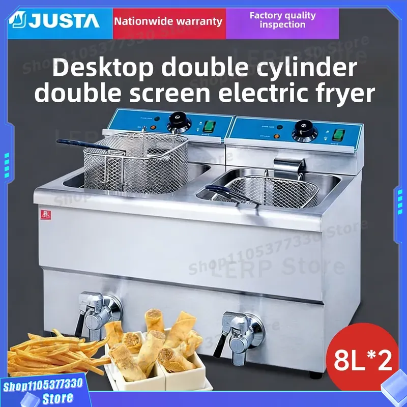 หม้อทอดไฟฟ้า 12 ลิตร แบบสองถัง - Commercial Deep Fryer Double Tank 12L บทวิจารณ์และราคา