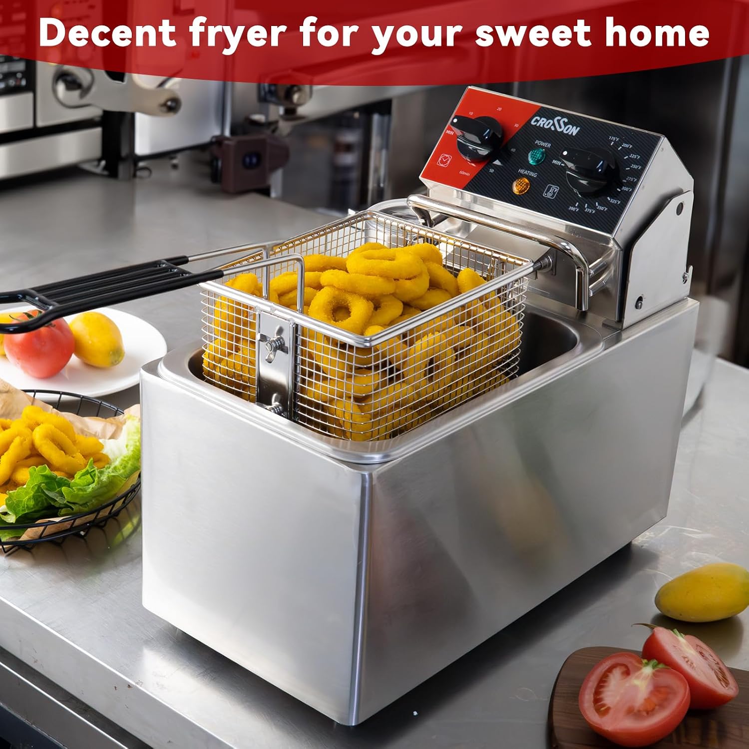 หม้อทอดไฟฟ้าแบบตั้งโต๊ะขนาด 10 - Countertop Deep Fryer With Timer บทวิจารณ์และราคา