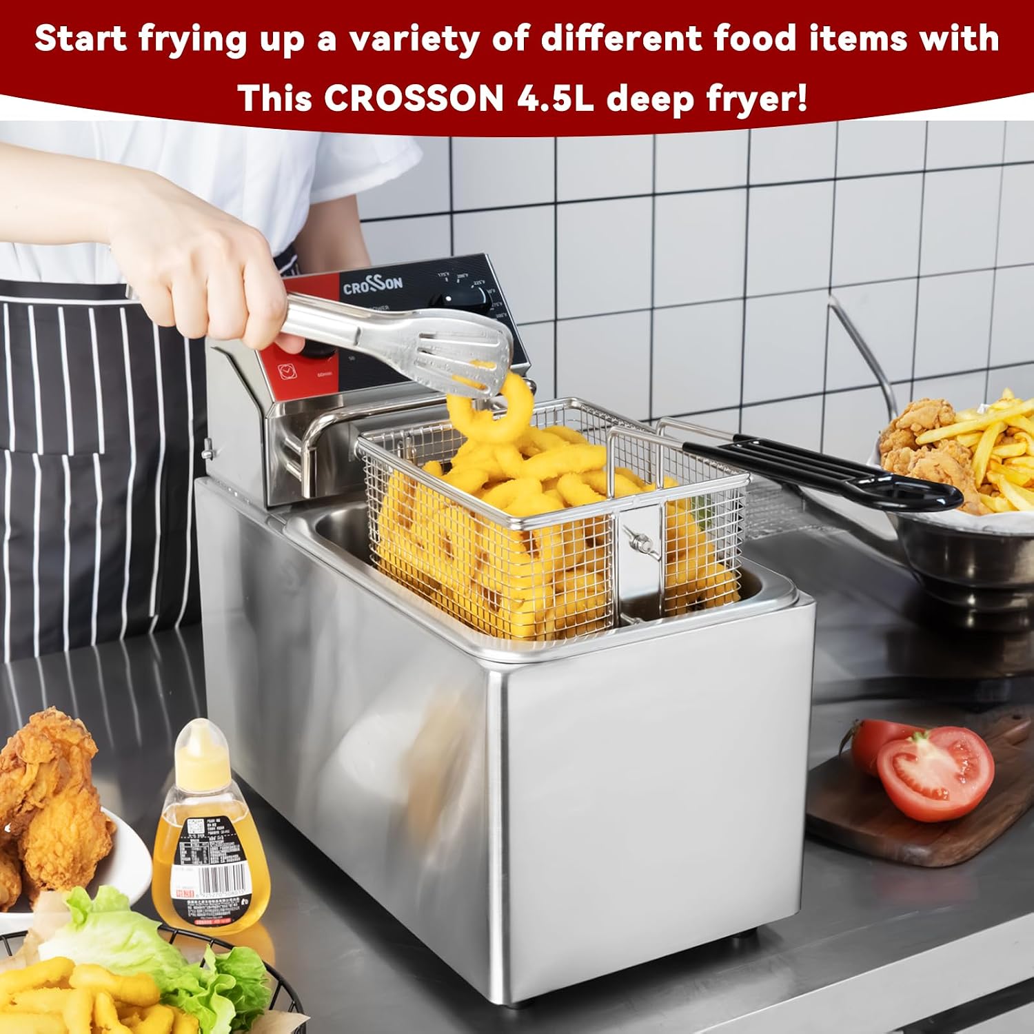 หม้อทอดไฟฟ้าแบบตั้งโต๊ะขนาด 10 - Countertop Deep Fryer With Timer บทวิจารณ์และราคา