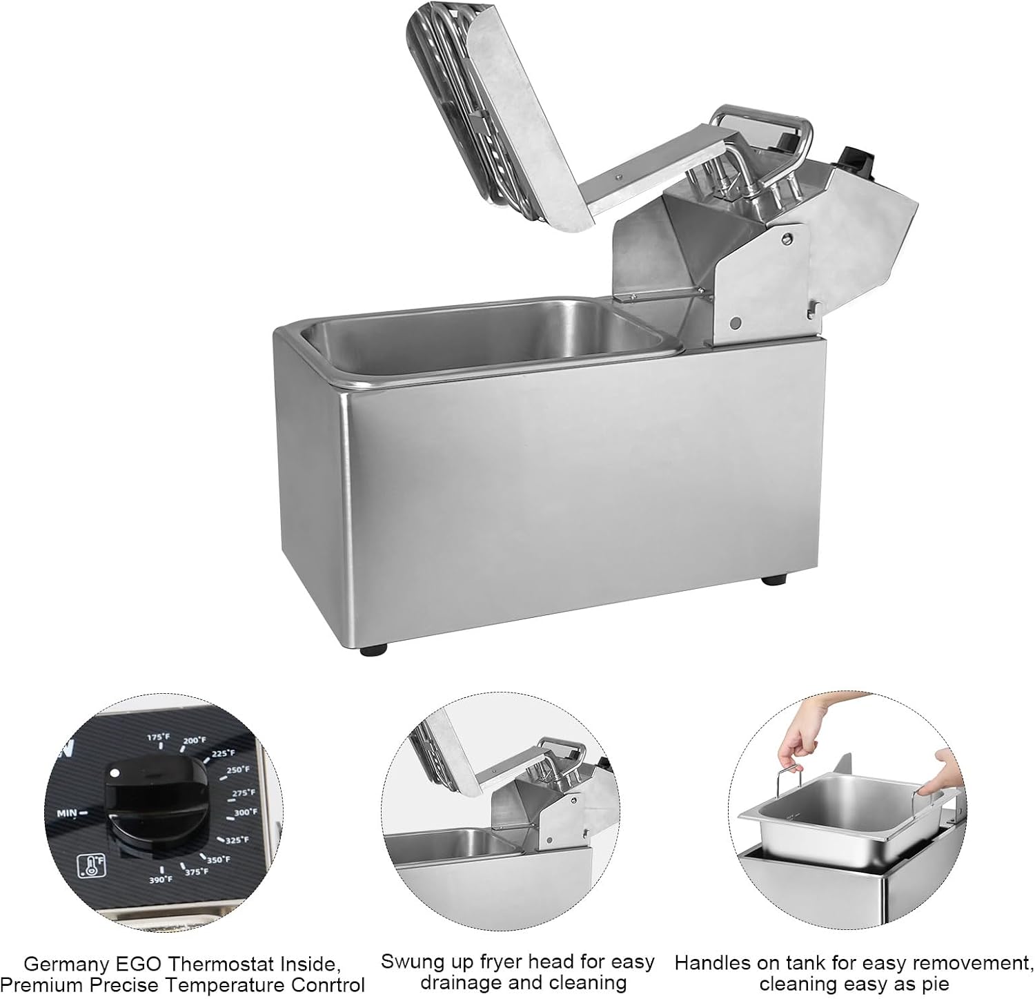 หม้อทอดไฟฟ้าแบบตั้งโต๊ะขนาด 10 - Countertop Deep Fryer With Timer บทวิจารณ์และราคา