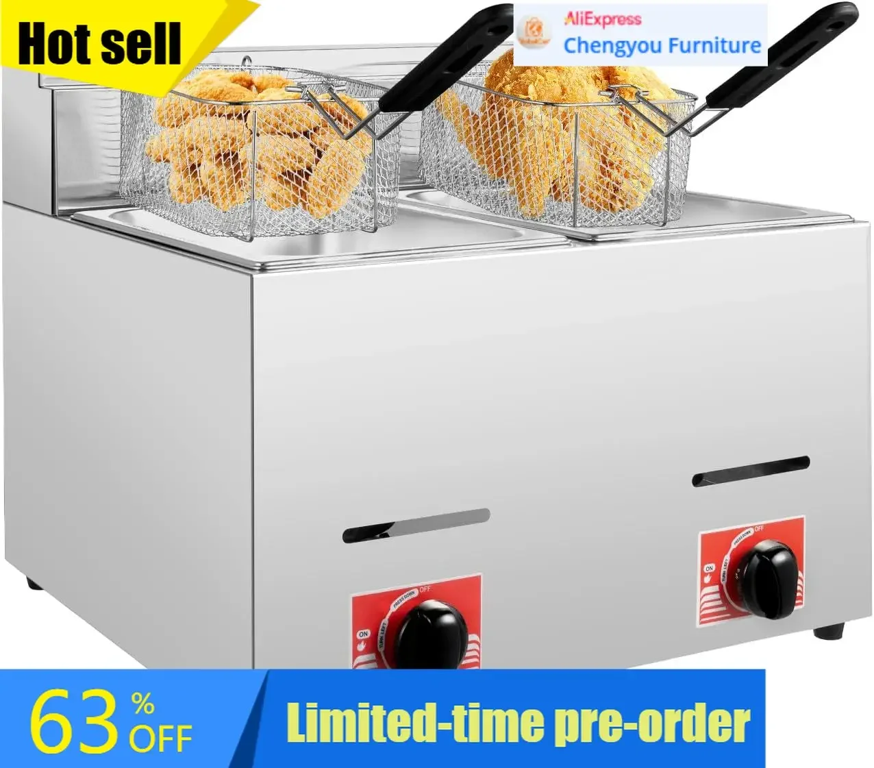 หม้อทอดแก๊สเชิงพาณิชย์แบบตั้งโ - Commercial Gas Deep Fryer Propane บทวิจารณ์และราคา