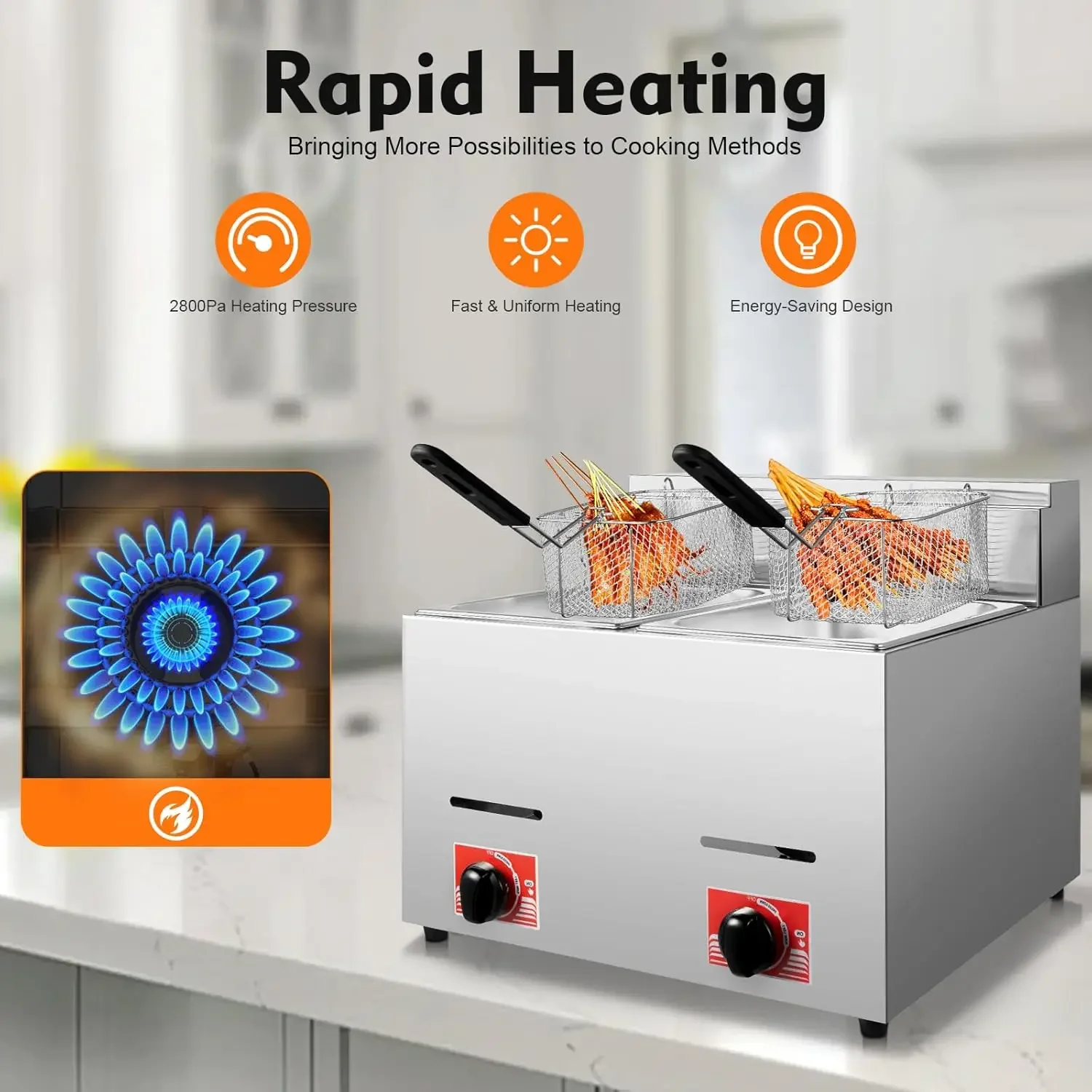 หม้อทอดแก๊สเชิงพาณิชย์แบบตั้งโ - Commercial Gas Deep Fryer Propane บทวิจารณ์และราคา