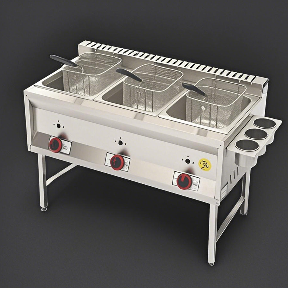 หม้อทอดแก๊สโพรเพนแบบสามถัง ควา - Commercial Gas Deep Fryer Propane บทวิจารณ์และราคา