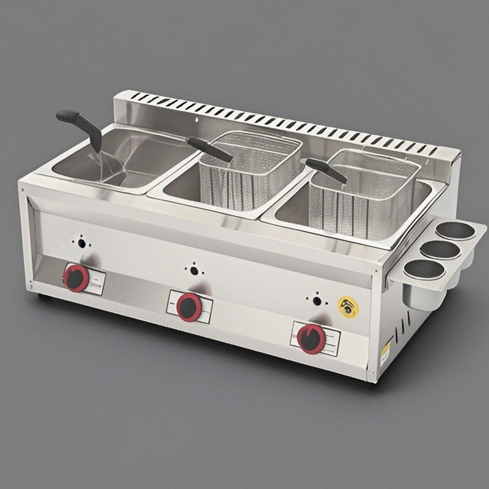 หม้อทอดแก๊สโพรเพนแบบสามถัง ควา - Commercial Gas Deep Fryer Propane บทวิจารณ์และราคา