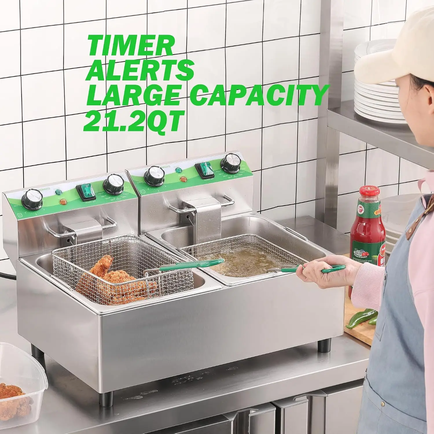 หม้อทอดไฟฟ้าเชิงพาณิชย์ขนาด 20 - Countertop Deep Fryer With Timer บทวิจารณ์และราคา