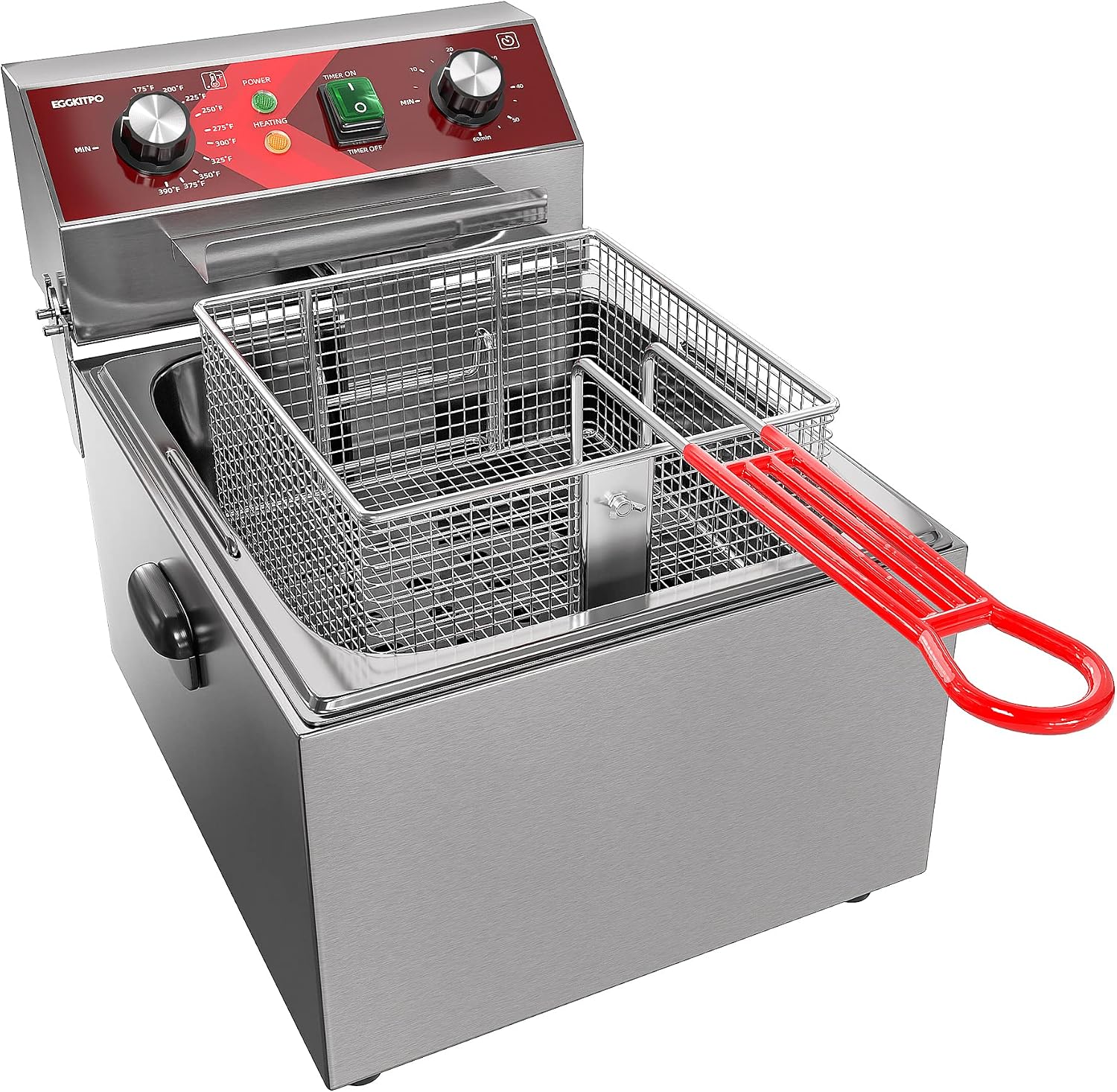 หม้อทอดไฟฟ้าแบบถังเดี่ยวพร้อมต - Countertop Deep Fryer With Timer บทวิจารณ์และราคา