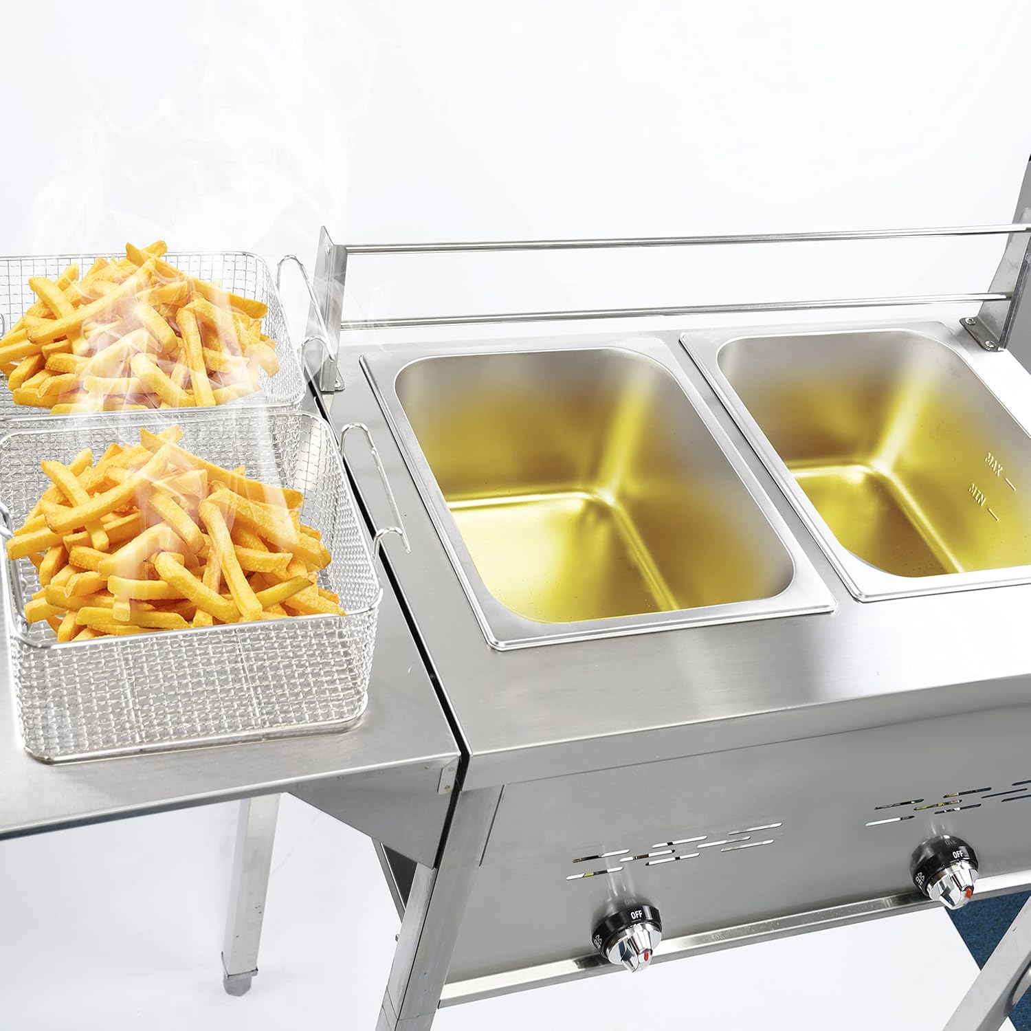 เตาแก๊สทอดแบบสองถังพร้อมตะกร้า - Fryer Basket Commercial Stainless บทวิจารณ์และราคา