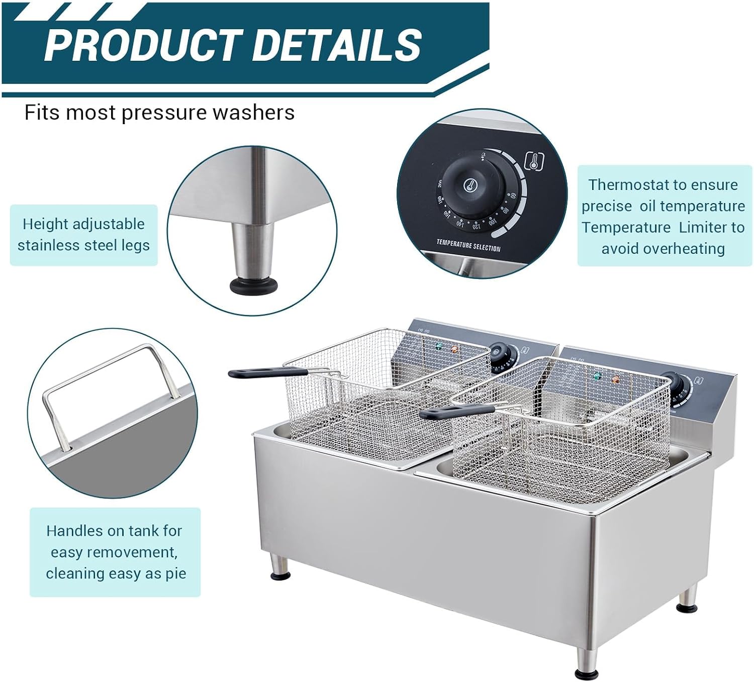 Tacleekii หม้อทอดไฟฟ้าเชิงพาณิ - Fryer Basket Commercial Stainless บทวิจารณ์และราคา