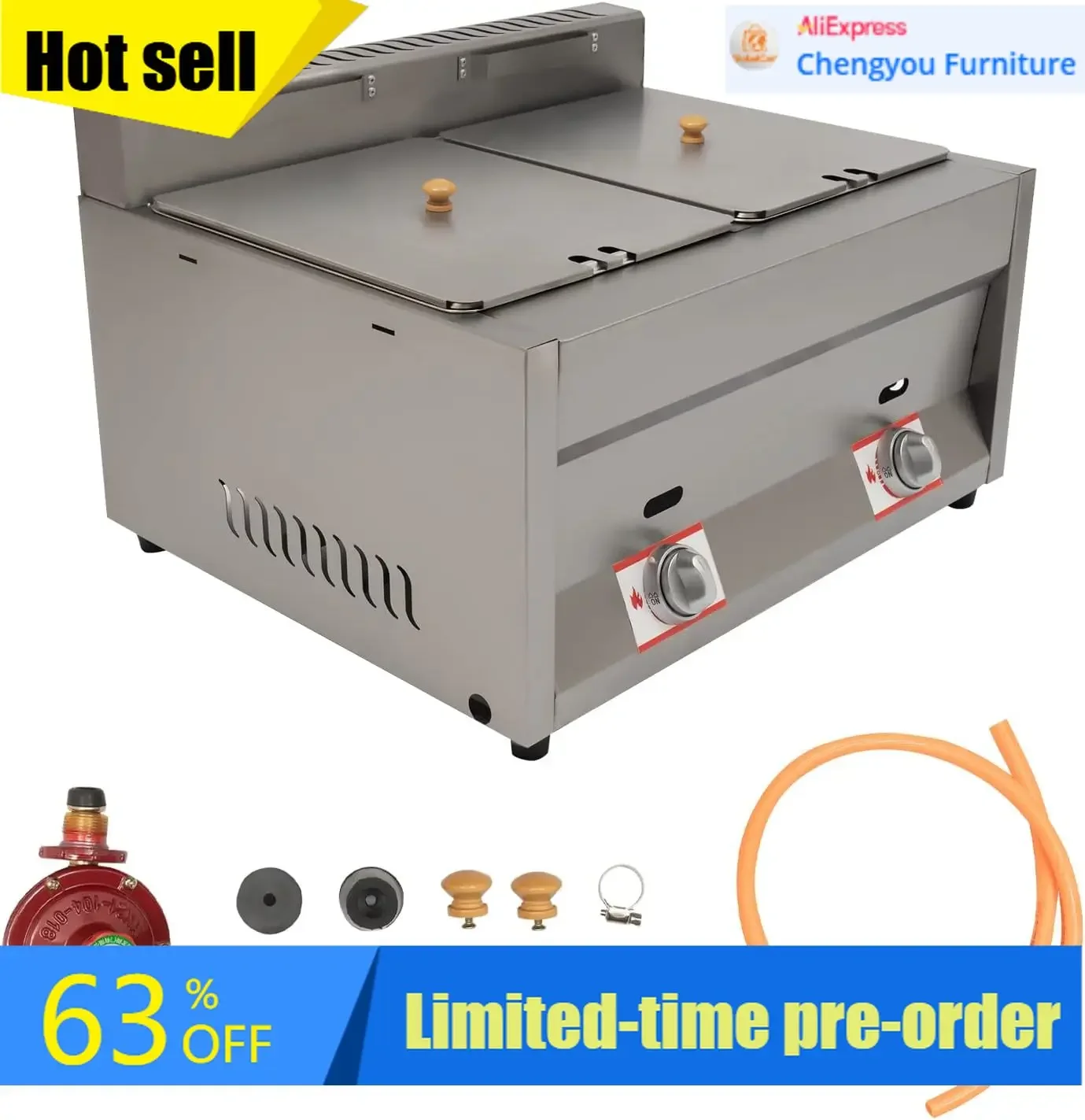 หม้อทอดเชิงพาณิชย์แบบตั้งโต๊ะ  - Commercial Gas Deep Fryer Propane บทวิจารณ์และราคา