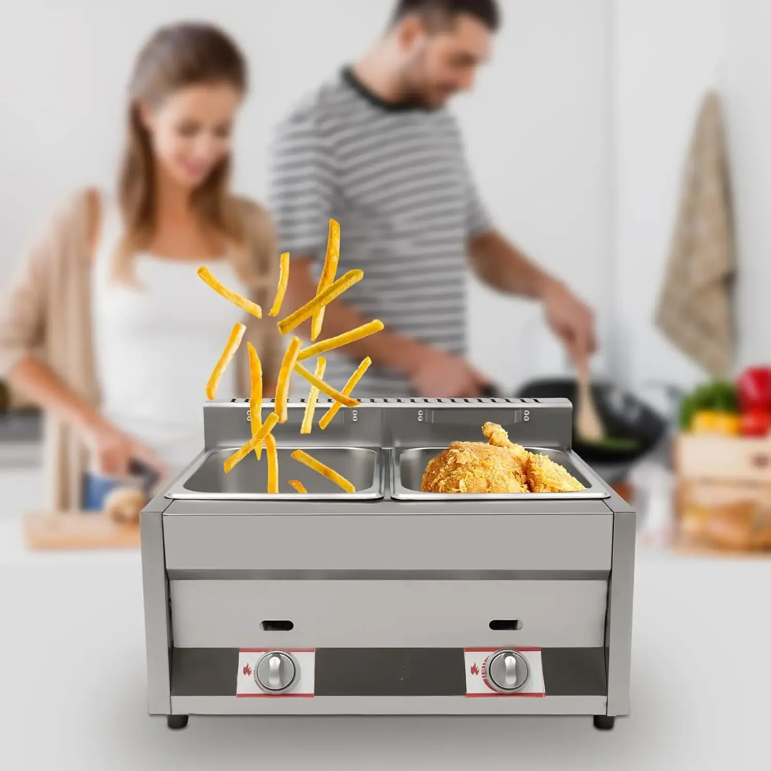 หม้อทอดเชิงพาณิชย์แบบตั้งโต๊ะ  - Commercial Gas Deep Fryer Propane บทวิจารณ์และราคา