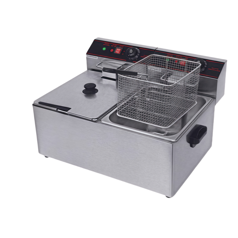 เครื่องทอดแก๊สไฟฟ้าแบบสองถัง ข - Commercial Deep Fryer Double Tank 12L บทวิจารณ์และราคา