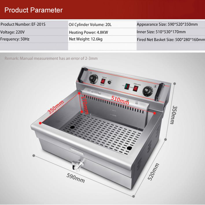 20L หม้อทอดไฟฟ้า Commercial Si - Electric Fryer Commercial 20L บทวิจารณ์และราคา