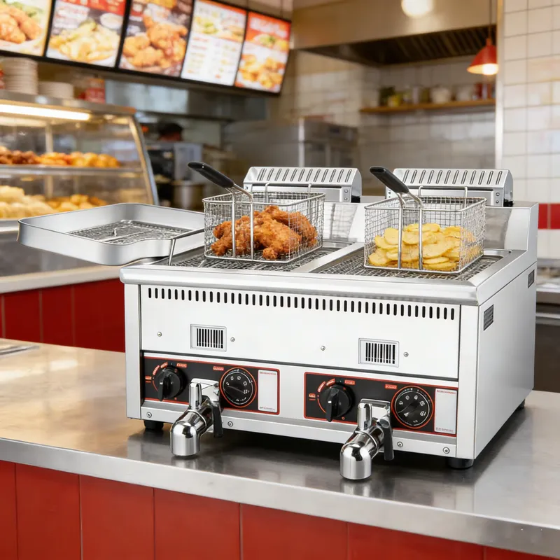 เครื่องทอดแบบสองถัง ขนาด 12 ลิ - Commercial Deep Fryer Double Tank 12L บทวิจารณ์และราคา