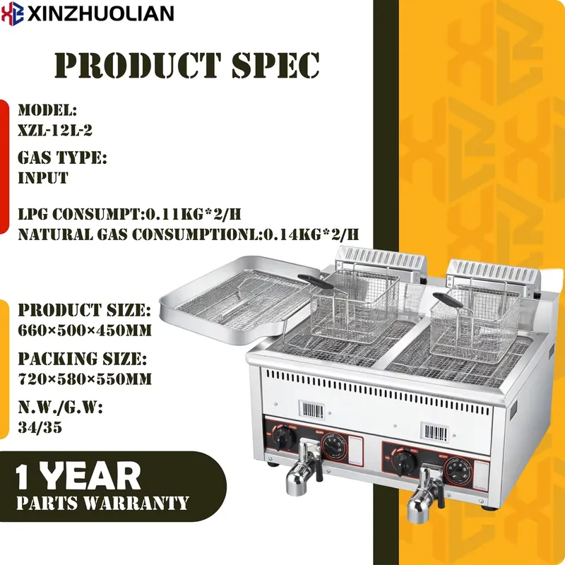 เครื่องทอดแบบสองถัง ขนาด 12 ลิ - Commercial Deep Fryer Double Tank 12L บทวิจารณ์และราคา