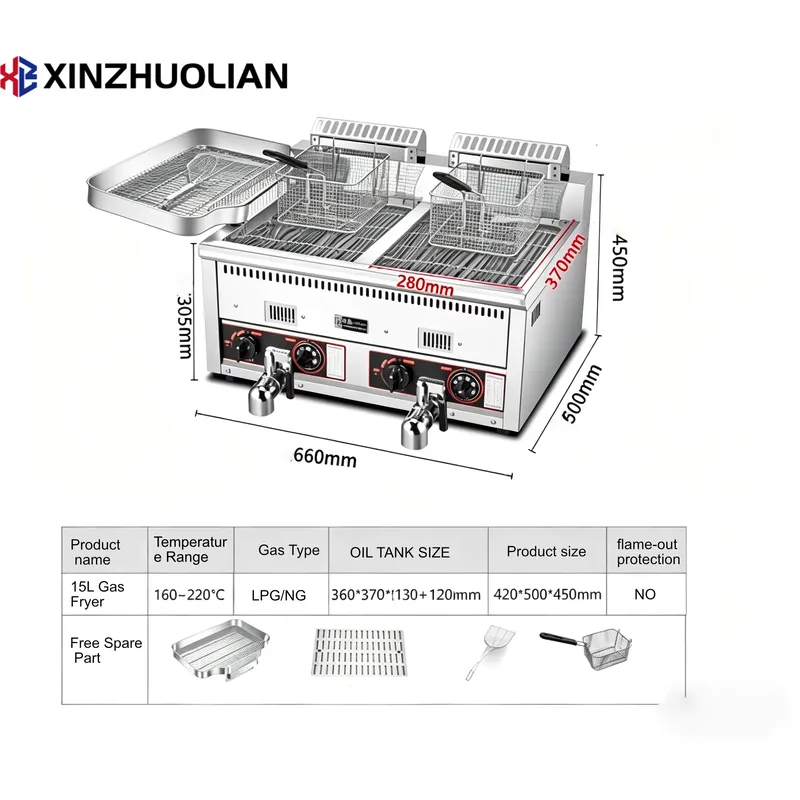 เครื่องทอดแบบสองถัง ขนาด 12 ลิ - Commercial Deep Fryer Double Tank 12L บทวิจารณ์และราคา