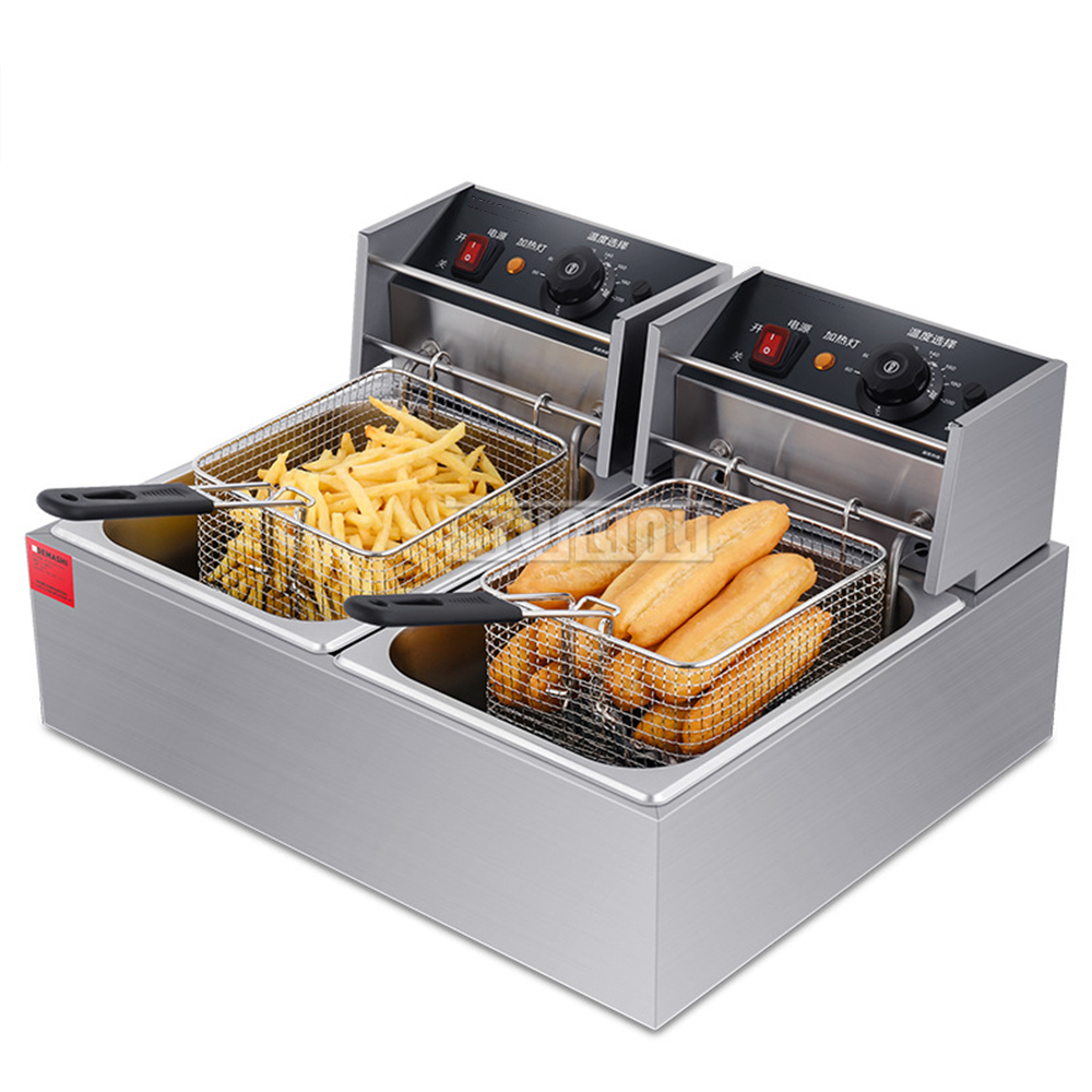 20L Double Deep Fryer สแตนเลสส - Electric Fryer Commercial 20L บทวิจารณ์และราคา