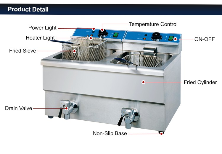 เครื่องทอดมันฝรั่งไฟฟ้าแบบอุตส - Commercial Deep Fryer Double Tank 12L บทวิจารณ์และราคา