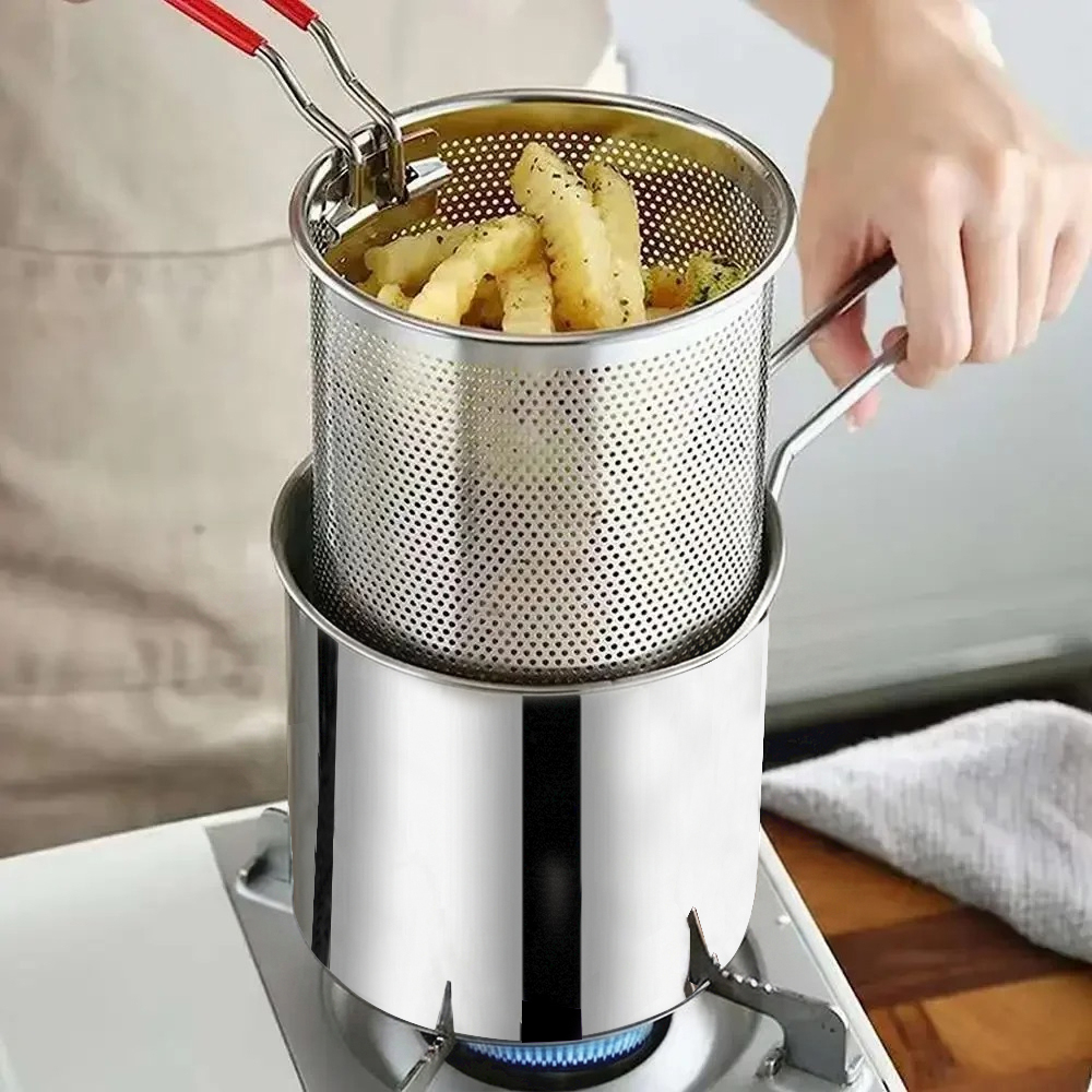 หม้อทอดสแตนเลสพร้อมตะกร้าอเนกป - Fryer Basket Commercial Stainless บทวิจารณ์และราคา