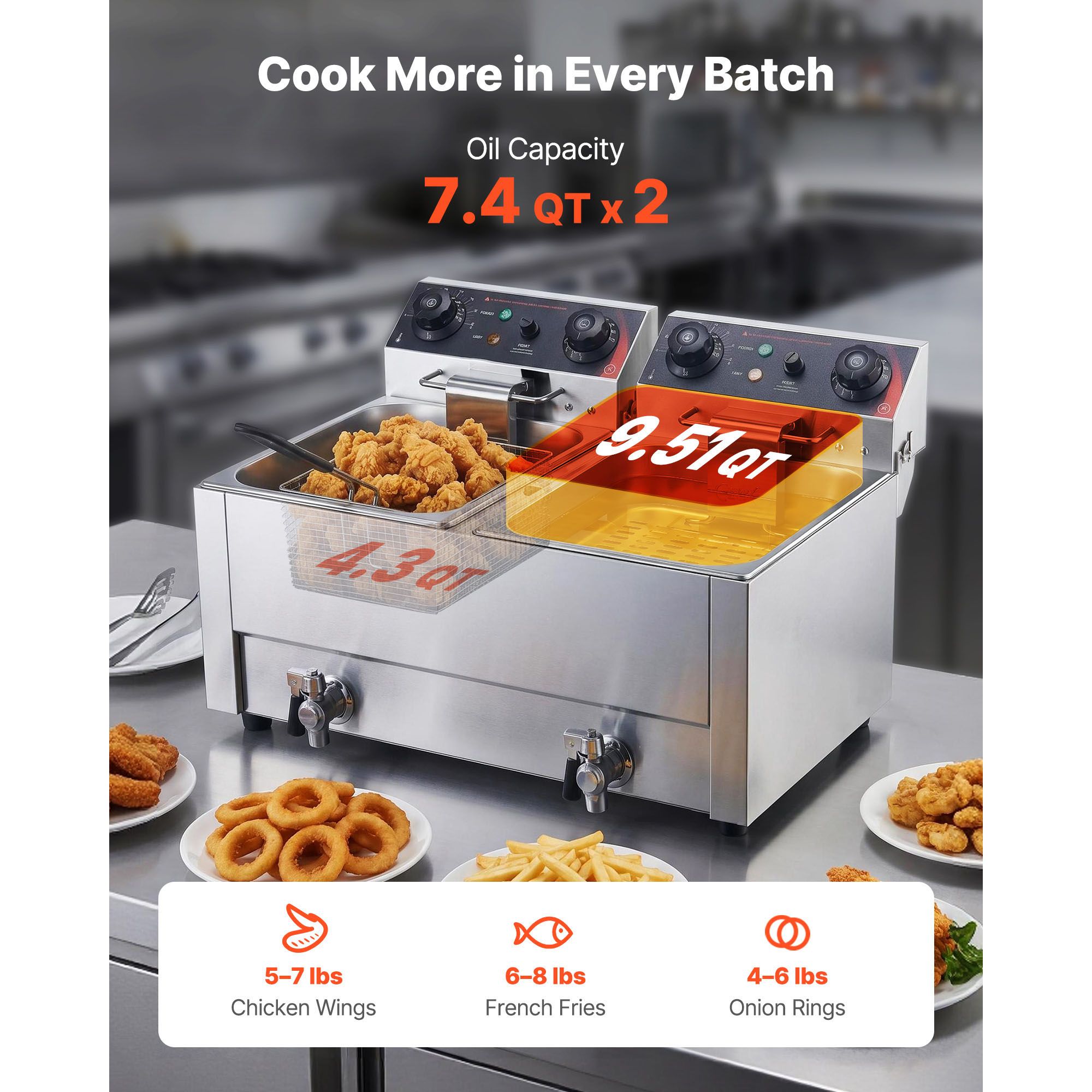 หม้อทอดไฟฟ้าเชิงพาณิชย์ 3500 ว - Countertop Deep Fryer With Timer บทวิจารณ์และราคา